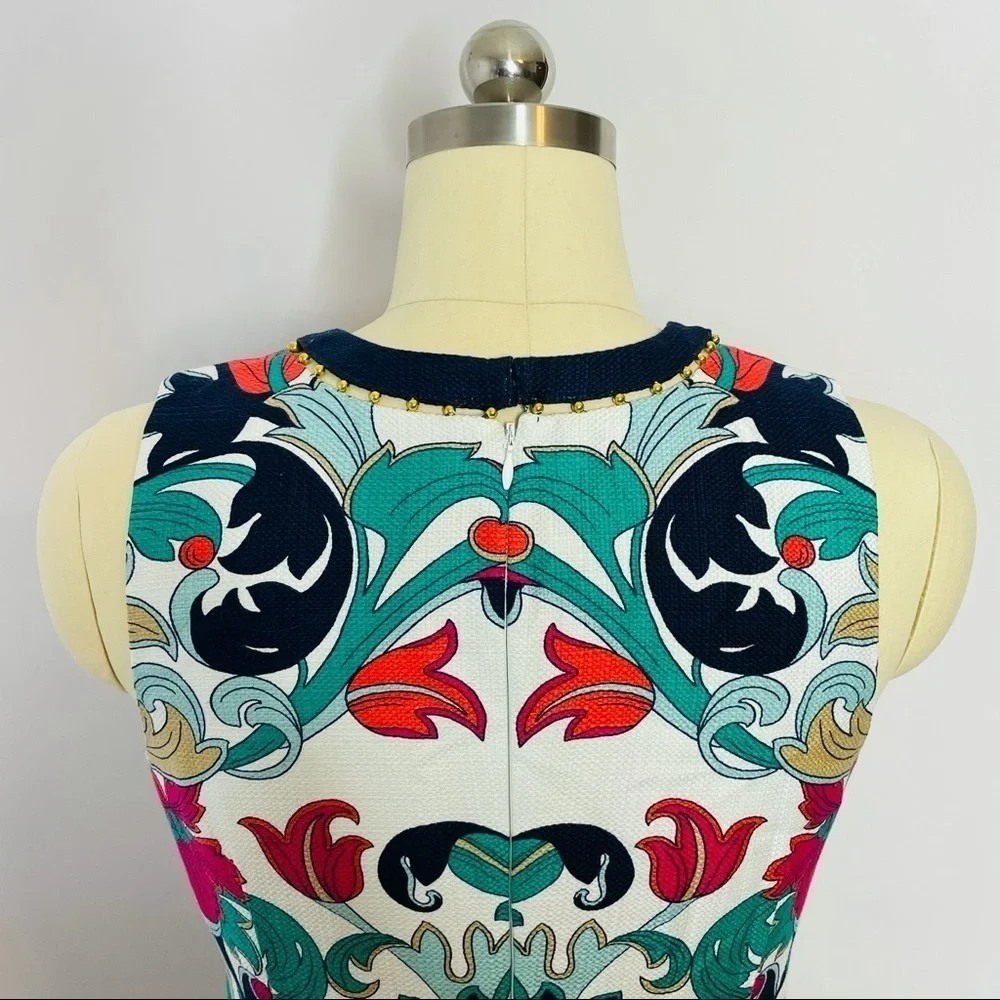 Laundry by Shelli Segal Printed Beaded Neck Dress- Size 6 - Picture 7 of 9